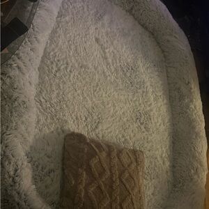 Cozy White and Tan Dog Bed